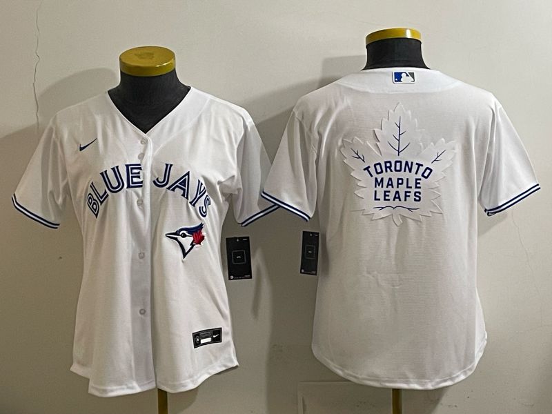 Women 2025 Nike Toronto Blue Jays Blank White Game MLB Jersey 07